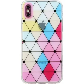 Měkký kryt se vzorem vitráže pro iPhone X / XS - růžový