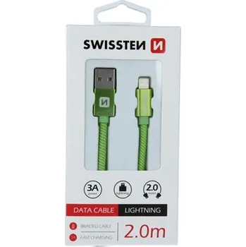 Datový kabel Swissten datový kabel textile USB / Lightning 2,0 M, zelený