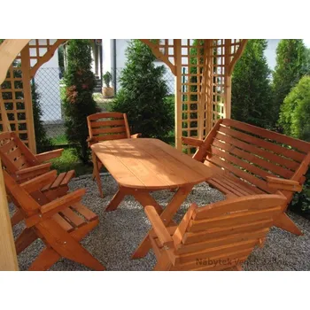 Zahradní sestava dřevěný zahradní nábytek vencl set 1+4+1 Skladany 2 botodre