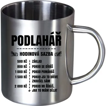 Nerezový hrnek Hodinová sazba - podlahář