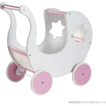 Dřevěná hračka Elmar dětská dřevěná hračka dřevěný kočárek pro panenky Star s hvězdičkou NK33 elm