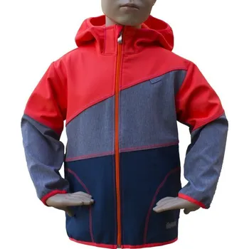 Dívčí bunda Fantom BUNDA SOFTSHELL MODRÝ MELÍR ŠEDÝ MELÍR SVÍTIVĚ ORANŽOVÁ 116
