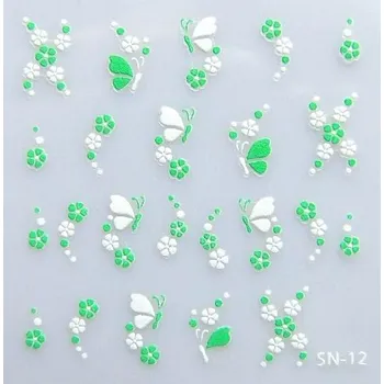 NehtyShop 3D zeleno-bílé nálepky, SN12