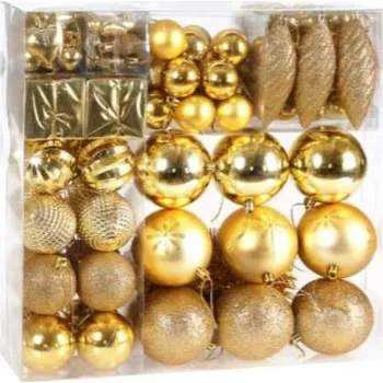 Vánoční dekorace Vánoční ozdoby sada 103 kusů | zlaté