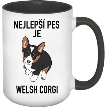 Hrnek velký barevný s potiskem Corgi trikolora - hrnek