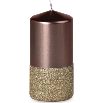 Svíčka Dvojbarevná, Válec 60x120mm hnědá metalik s glitrem 234 gram