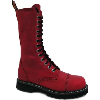 Moto obuv boty kožené KMM 14 dírkové crazy červené Velikost: 41, Provedení: bez zipu