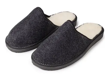 dámské pantofle Vlnka Manufacture Pánské filcové papuče s ovčí vlnou černé 41