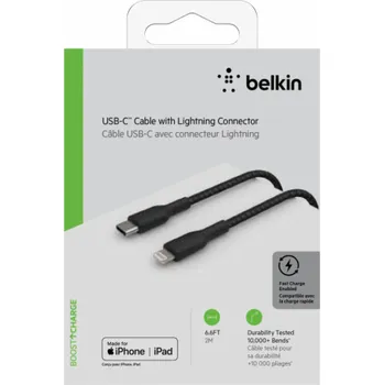 Datový kabel Belkin Lightning/USB-C kabel 2m opletený, mfi cert., cerný
