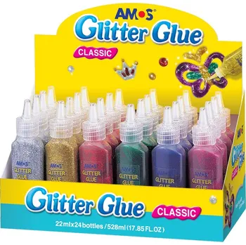 Speciální výtvarná barva Amos Glitrové lepidlo display 22 ml - 24 ks 1506