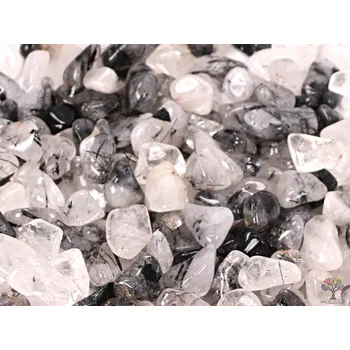 Drahý kámen Magieprirody.cz Tromlovaný kámen Křišťál s Turmalínem S velikost 15 - 25 mm - Mosambik #122 Množství: 1ks