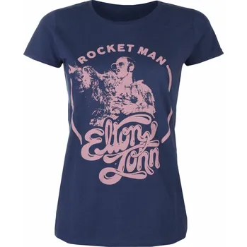 Dámské tričko Tričko metal dámské Elton John - Rocketman Circle Point NAVY - ROCK OFF - EJTEE15LN