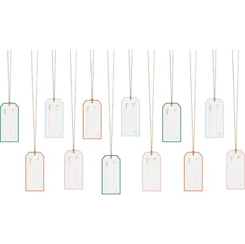 Jmenovka na stůl Jmenovky na dárky se šňůrkou a s barevným okrajem, 12 ks