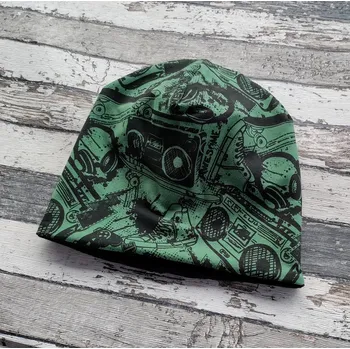 Kojenecká čepice Yháček Šmoulí čepička Yháček, oboustranná, street style na army Velikost:: M