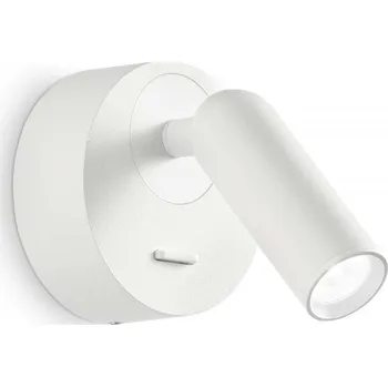 Nástěnné svítidlo Ideal Lux 260600 LED nástěnné svítidlo Bean round 1x3,5W | 220lm | 3000K - vypínač na těle, bílá + K nákupu nad 3000 Kč dárek zdarma