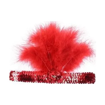 Karnevalový doplněk čelenka Charleston s peřím 2 barvy černá a červená