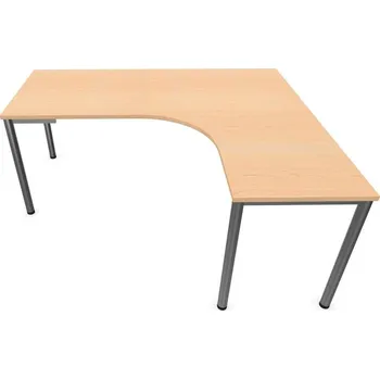 Psací stůl Stůl kancelářský ve tvaru 'L', podnoží kulaté matné, barva javor, pravé, š: 1800 x 1600 mm