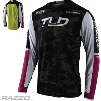 cyklistický dres Dres TroyLeeDesigns GP AIR Jersey Veloce Camo Black Glo Green 2022 XL