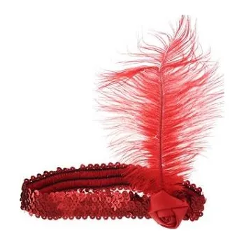 Karnevalový doplněk ČELENKA Charleston s pérem - červená
