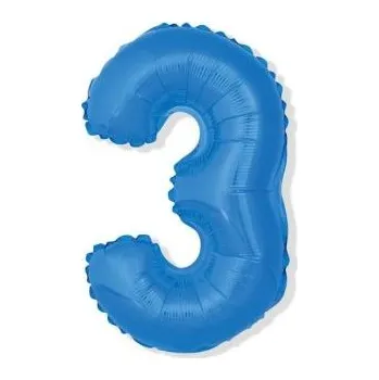 Balónek Balón foliový číslice MODRÁ 35 cm - 3 ( NELZE PLNIT HELIEM )
