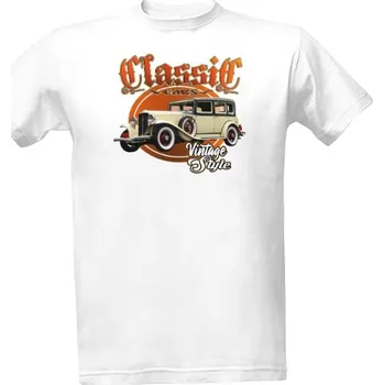 Pánské tričko Tričko s potiskem Retro auto béžové-classic cars pánské