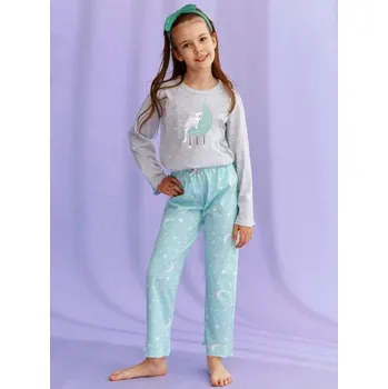Dívčí pyžamo Taro, dívčí pyžamo 2590-Livia, dlouhý rukáv, šedý melír, vel. 128
