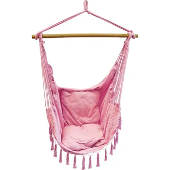 Zahradní houpačka IWHOME Závěsné křeslo DIONA s třásněmi starorůžová IWH-10190013