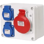 Zásuvková krabice IP44 2x230V s ochranným kolíkem, 1x400V/16A/5p 170x140x90mm hladké boky Famatel 3069