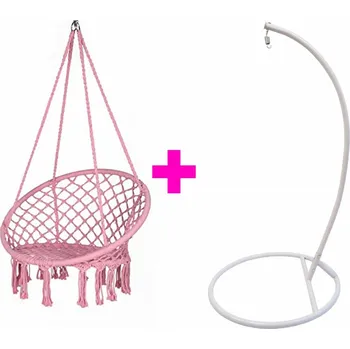 Křeslo IWHOME Závěsné křeslo AMBROSIA staroružová + stojan ERIS bílá IWH-10190004 + IWH-10260001