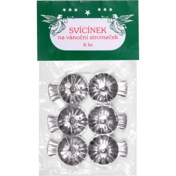 Svíčka Nohel Garden Držák svíček na stromečky stříbrný d3,8cm 6ks