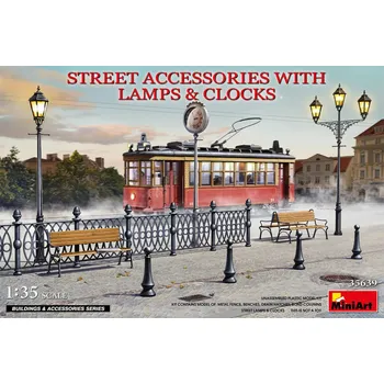 Plastikový model Miniart 1/35 Street Accessories with Lamps & Clocks