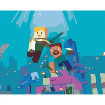Zuty Malování podle čísel vypnuté plátno na rám Minecraft Pod vodou