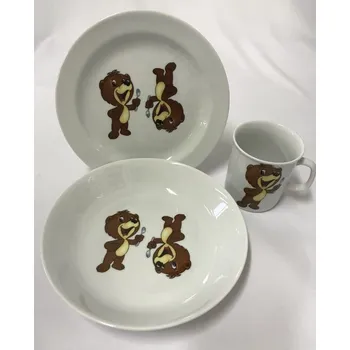 Talíř Kristoff Dětská jídelní souprava medvídek se lžičkou, porcelán