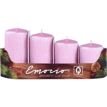 Svíčka Emocio Svíčka adventní schody 4 ks / 40 mm - drápané perla růžové