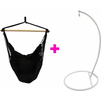 Křeslo IWHOME Závěsné křeslo FAIO černá + stojan ERIS bílá IWH-10190009 + IWH-10260001