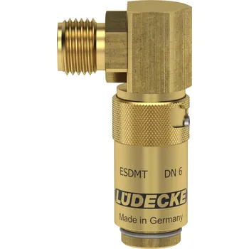 ESDMT 14 AL-90AB (rychlospojka ESDMT G1/4" vnější 90°, ventil, DN6, zámek, mosaz)