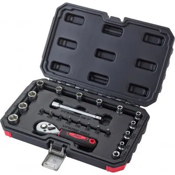 DEMA Nástrčné klíče a bity s ráčnou 1/4", 23dílná sada