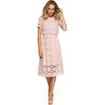 M405 krajkové midi šaty s výstřihem - růžové EU S