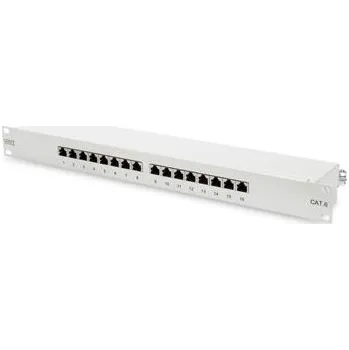 Patch panel DIGITUS Patch panel, CAT6 19",16 portový stíněný 16xRJ45 8P8C,LSA,1U