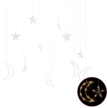 Vánoční osvětlení vidaXL 328794 závěs Hvězda a měsíc 138 LED teplá bílá 12 ks
