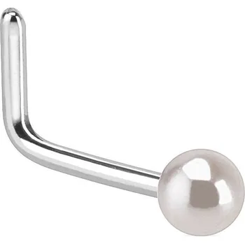 Piercing Zahnutý piercing do nosu perlička (růžová)