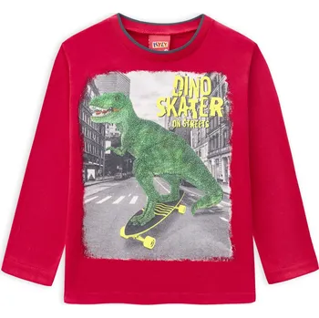 Chlapecké tričko s dlouhými rukávy KYLY DINO SKATER červené Velikost: 104