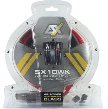 Napájecí kabel Kabelová sada ESX SX10WK ( kabelová sada pro instalaci zesilovače ESX SX10WK kabel 10 qmm do odběru 60A )