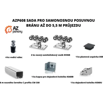 Pohon brány AZP608 - sada pro samonosnou posuvnou bránu do 5,5 m průjezdu