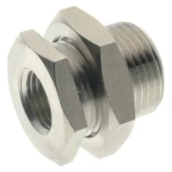 Fitinka 3060-G3/8" redukce závitová přes přepážku Mosazná přepážková vsuvka se zajišťovací maticí