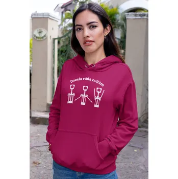 Dámská mikina Dámská mikina Docela ráda cvičím Barva: Purpurová, Velikost: XS