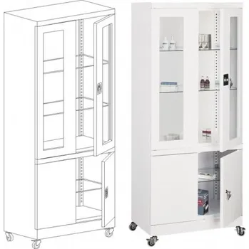 Šatní skříň Lékařská skříň SML 104 (s kolečky) Barva: Šedá