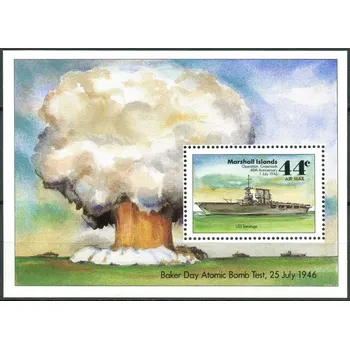 Poštovní známka Marshall Islands (1986) MiNr. 86 ** BL 2 - Marshallovy ostrovy - Letadlová loď „USS Saratoga“