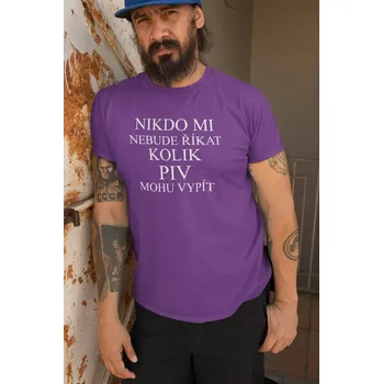 Pánské tričko Pánské tričko Kolik piv mohu vypít Barva: Fialová, Velikost: 3XL