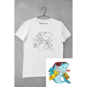 Dívčí tričko Dětské triko vymaluj si Žralok Velikost: 146